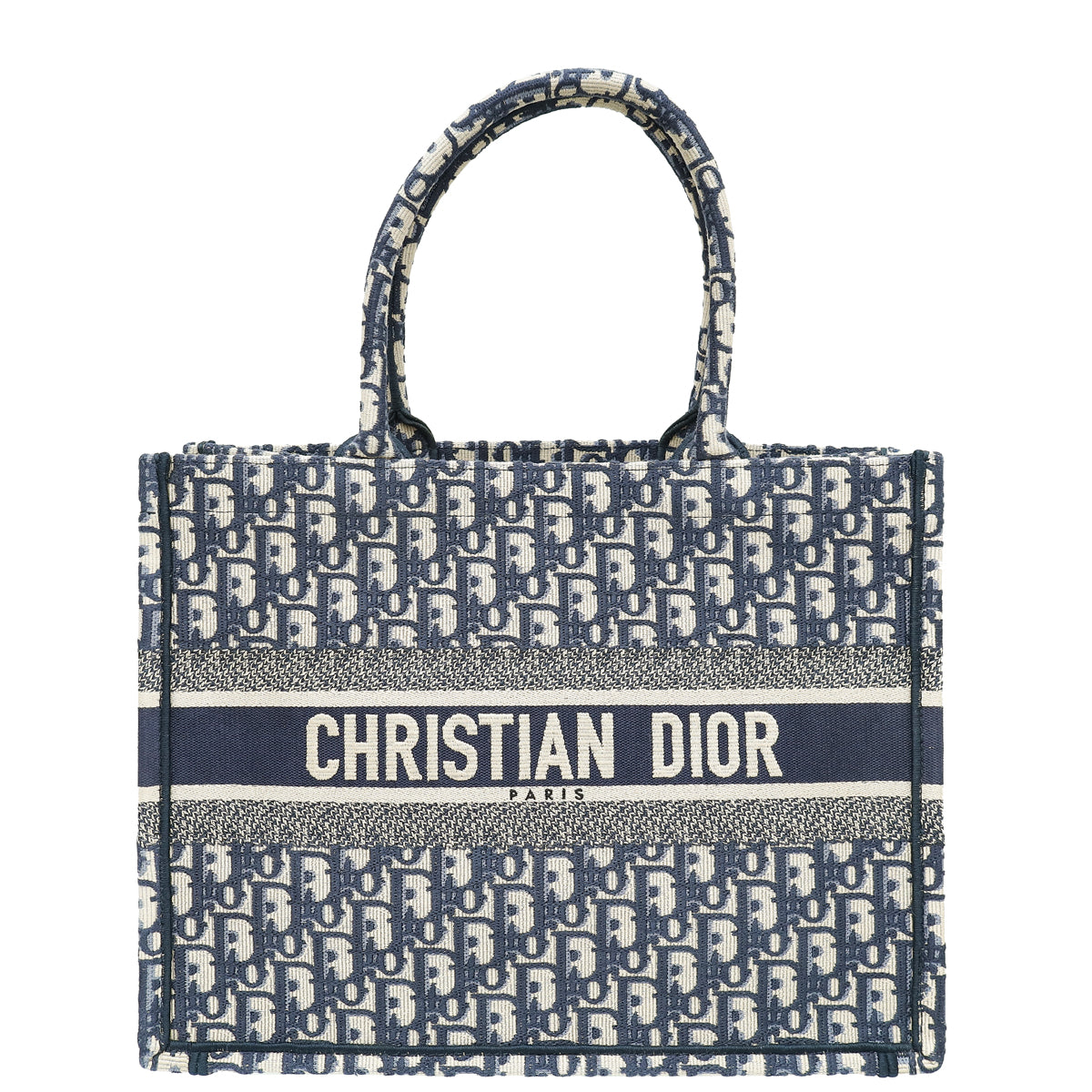 Dior Handbag Christian Oblique Book Tote Bag 3 Blue Navy Medium