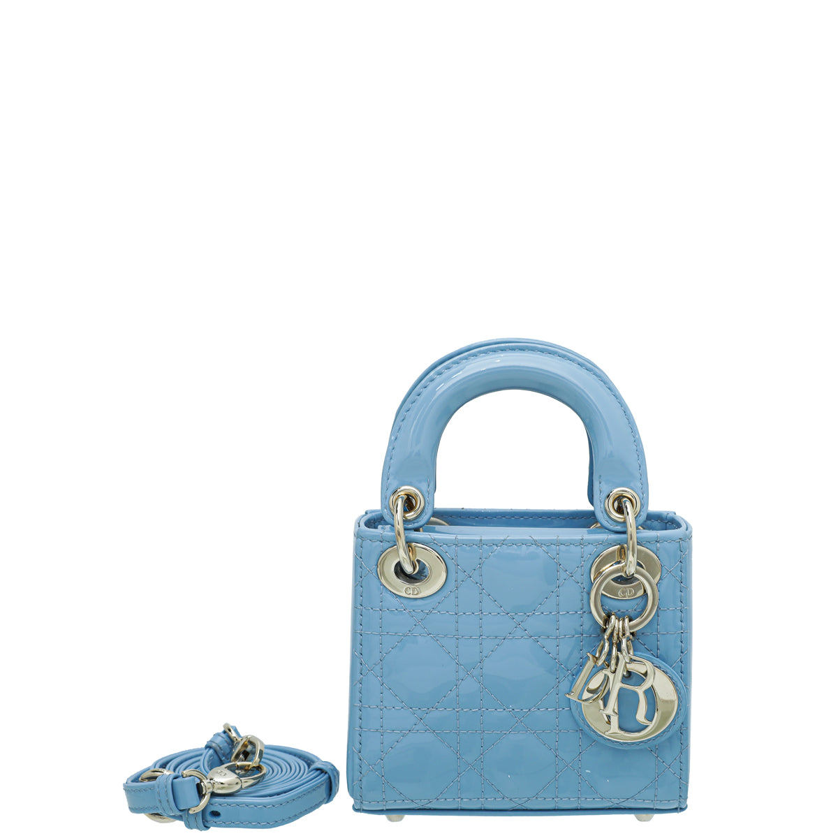 Dior Handbag Christian Cornflower Lady Bag Blue Micro Shoulder Bag