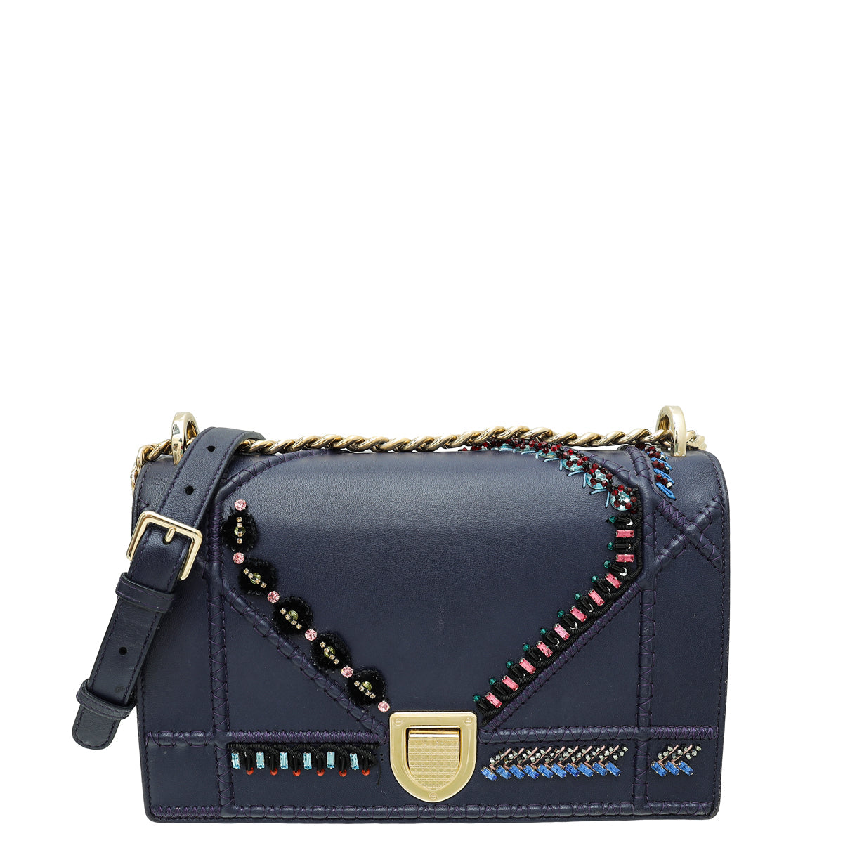 Dior Handbag Christian Violet ama Crystal Embellished Bag Blue Medium Shoulder Bag