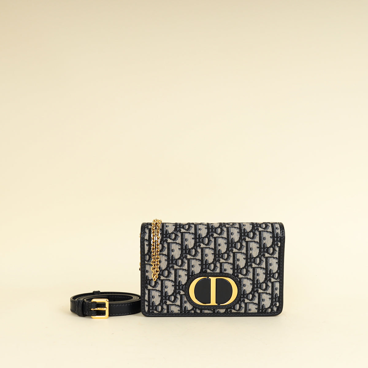 Dior Shoulder Bag Christian 30 Montaigne Oblique 2 Way Blue Navy Chain
