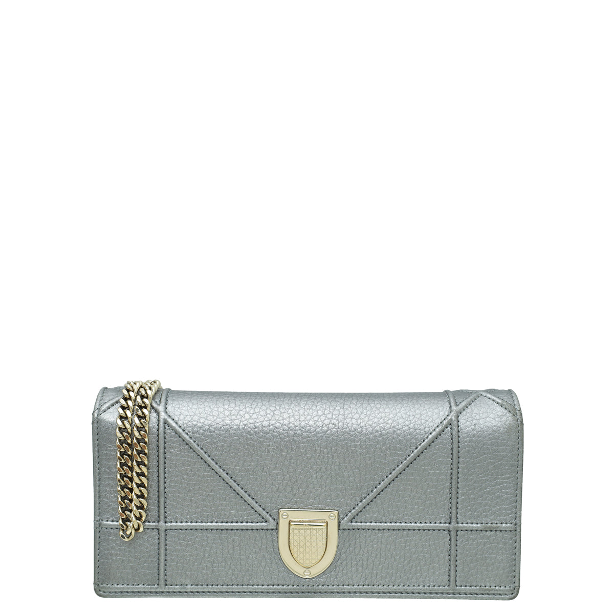 Dior Shoulder Bag Christian Metallic Grey ama Wallet On Gray Chain