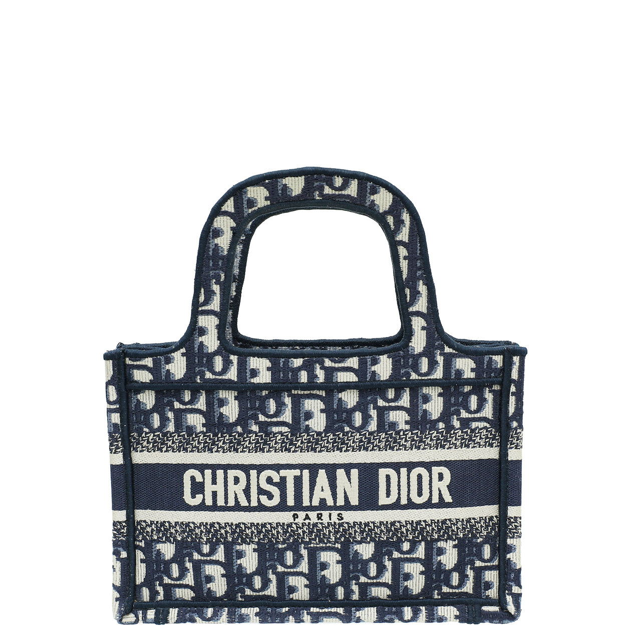 Dior Handbag Christian Oblique Book Tote Bag Blue Mini
