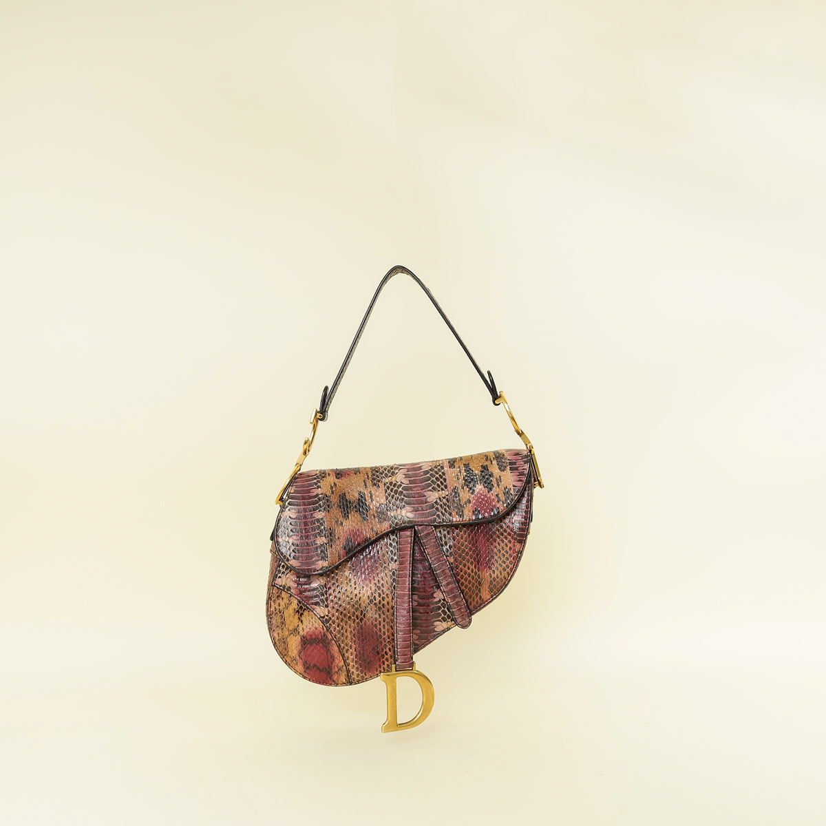 Dior Handbag Christian Saddle Bag Python Multicolor Medium