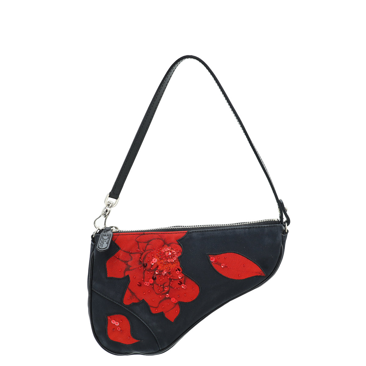 Dior Handbag Christian Bicolor Ltd. Ed. Flower Sequins Saddle Shoulder Bag