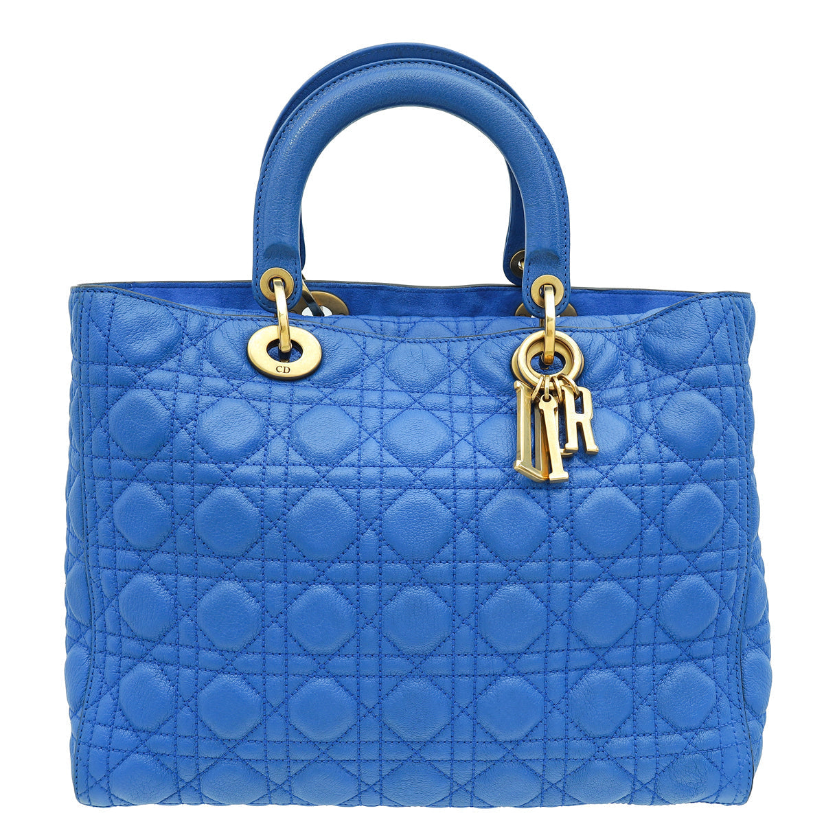 Dior Handbag Christian Royal Cannage Supple Lady Bag Blue Large