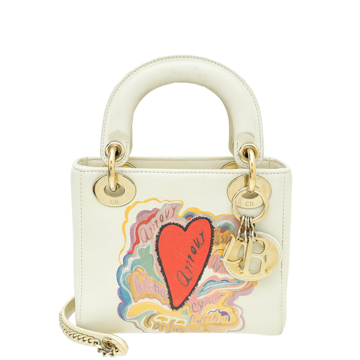 Dior Handbag Christian Off Ltd. Ed. Amour Print Lady White Multicolor Mini Shoulder Bag