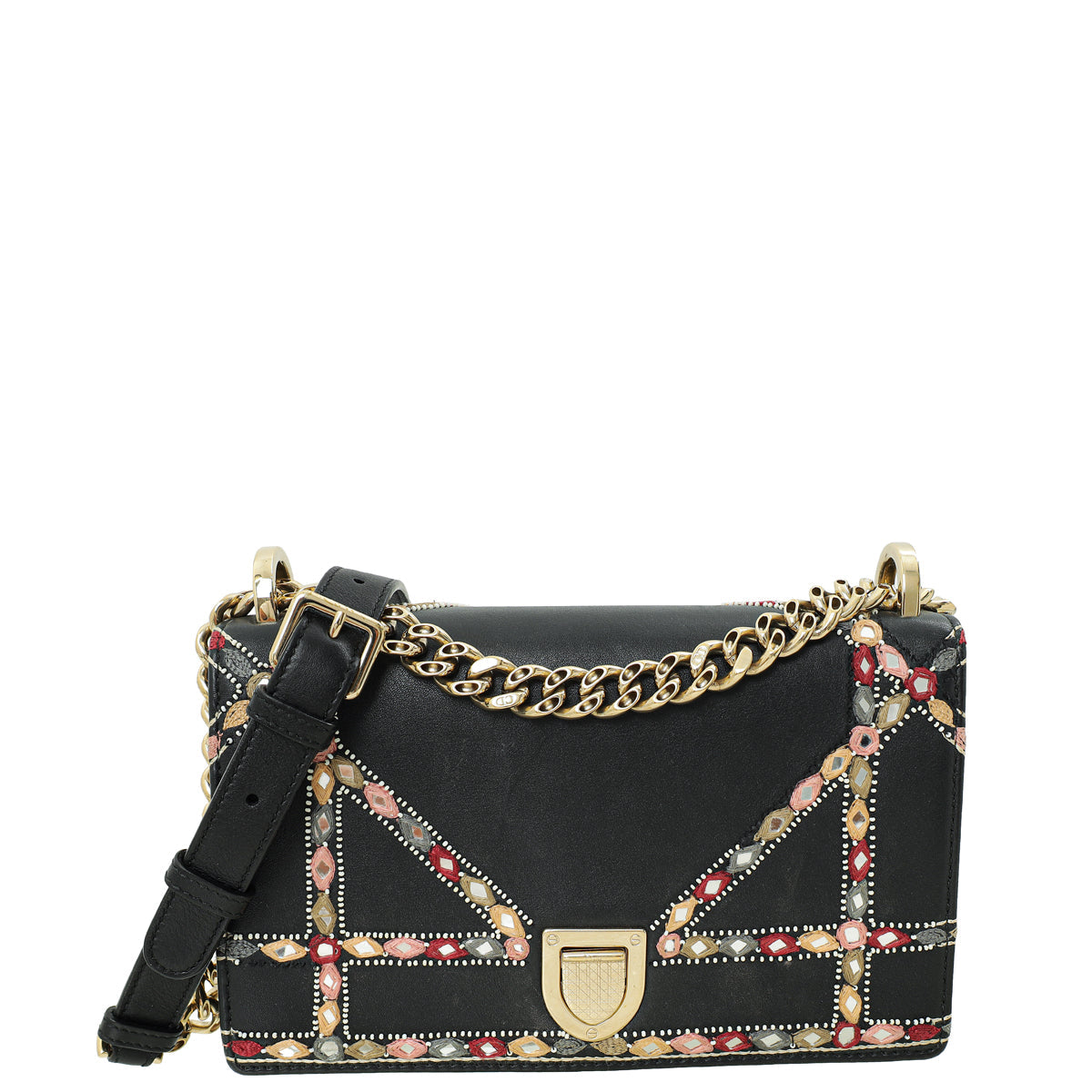 Dior Handbag Christian ama Shoulder Bag Black Small Embroidered