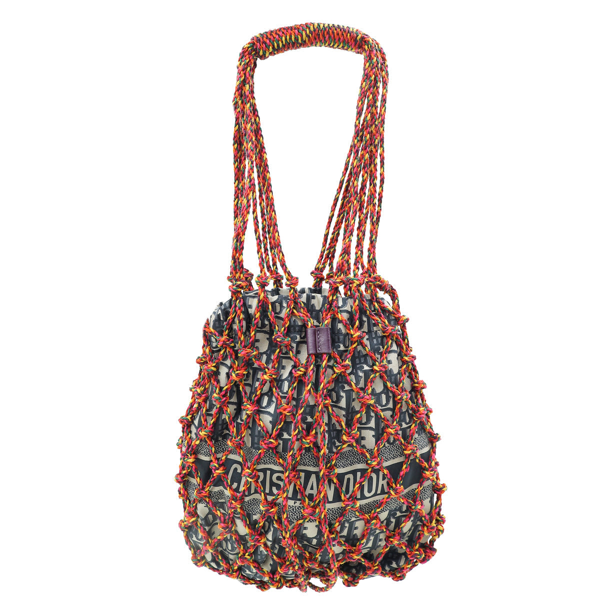 Dior Handbag Christian Blur Rope and Oblique Technical Fabric Navy Woven Shoulder Bag
