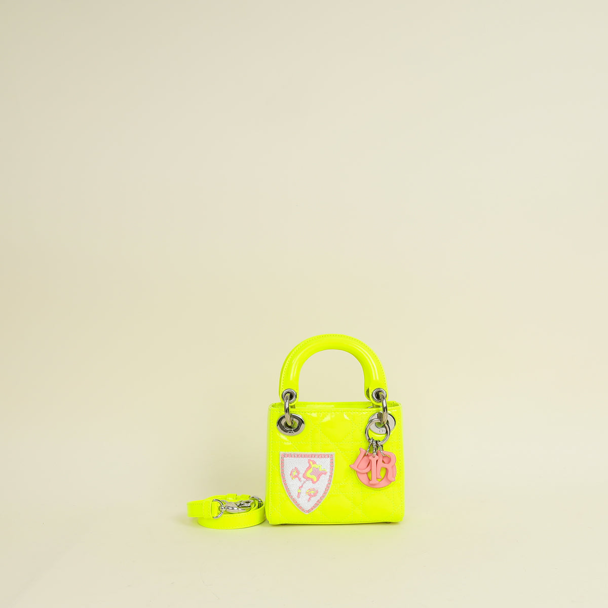 Dior Handbag Christian Neon Lady with Patch Bag Green Micro Embroidered Shoulder Bag