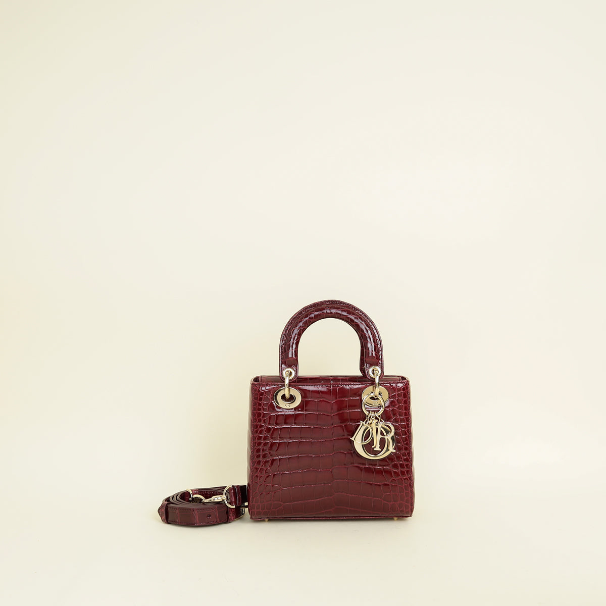 Dior Handbag Christian Burgundy Lady Alligator Bag Small Shoulder Bag