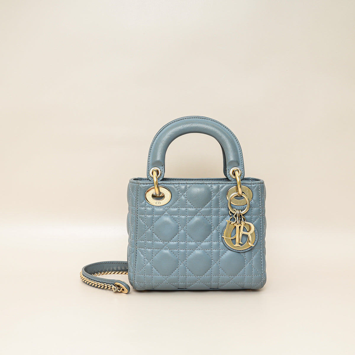 Dior Handbag Christian Grey Lady Bag Blue Gray Mini Shoulder Bag