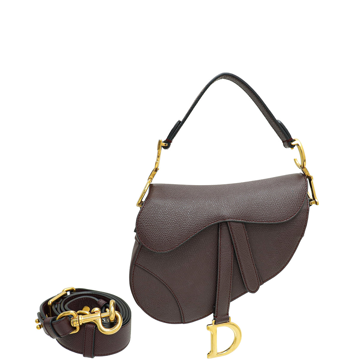Dior Handbag Christian Burgundy Saddle Bag w Strap Mini Shoulder Bag