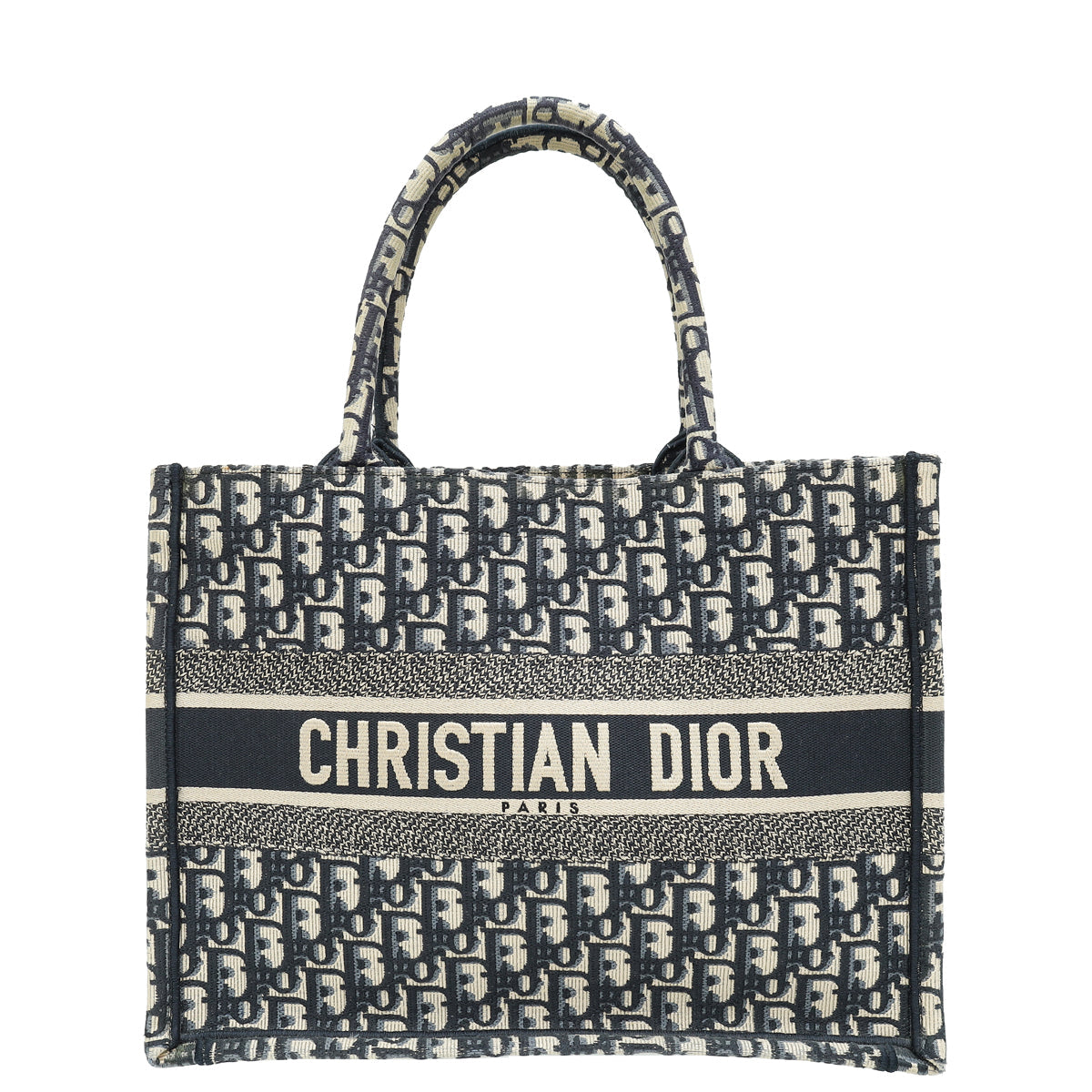 Dior Handbag Christian Bicolor Oblique Book Tote Bag Medium Embroidered