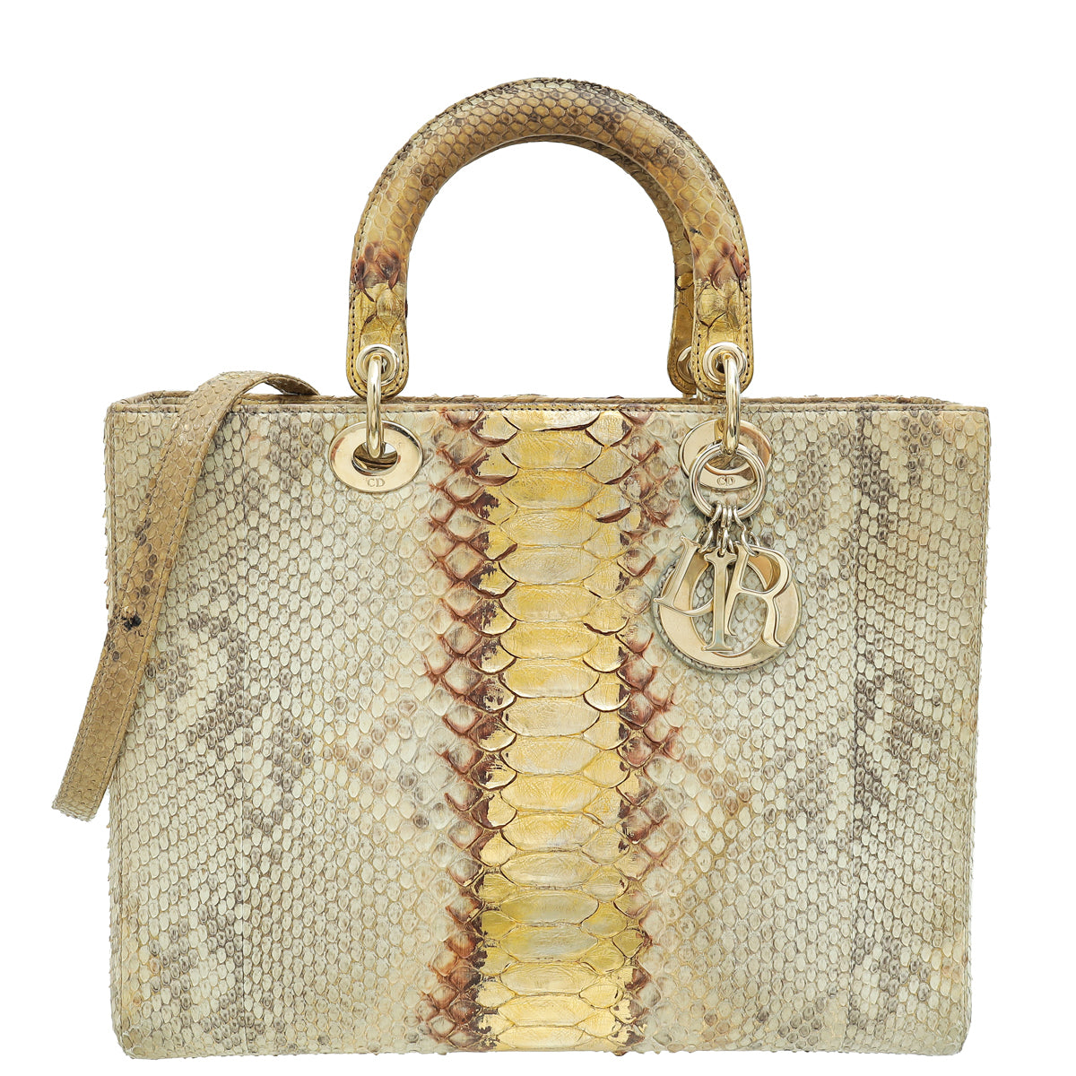 Dior Handbag Christian Bicolor Lady Bag 2 Python Large Shoulder Bag