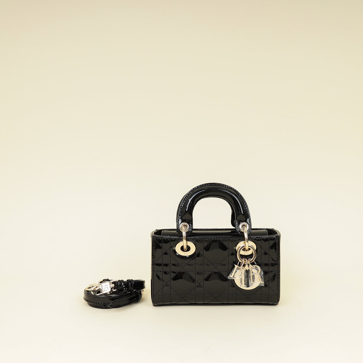 Dior Handbag Christian Cannage Lady D-Joy Bag Black Micro Shoulder Bag