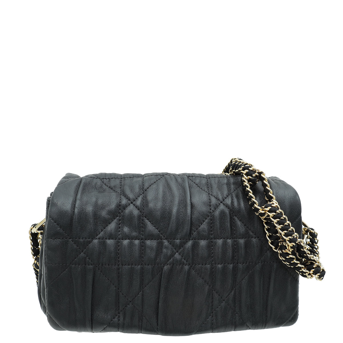 Dior Handbag Christian Gaufre Cannage Delices Bag Black Small Flap Shoulder Bag