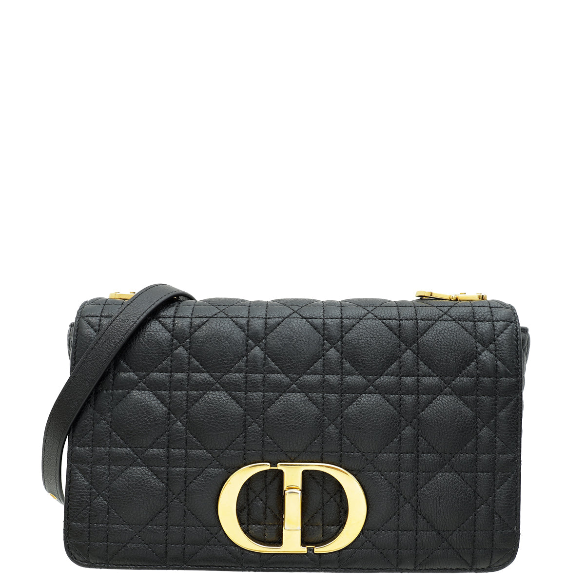 Dior Handbag Christian Supple Cannage Caro Bag Black Medium Shoulder Bag
