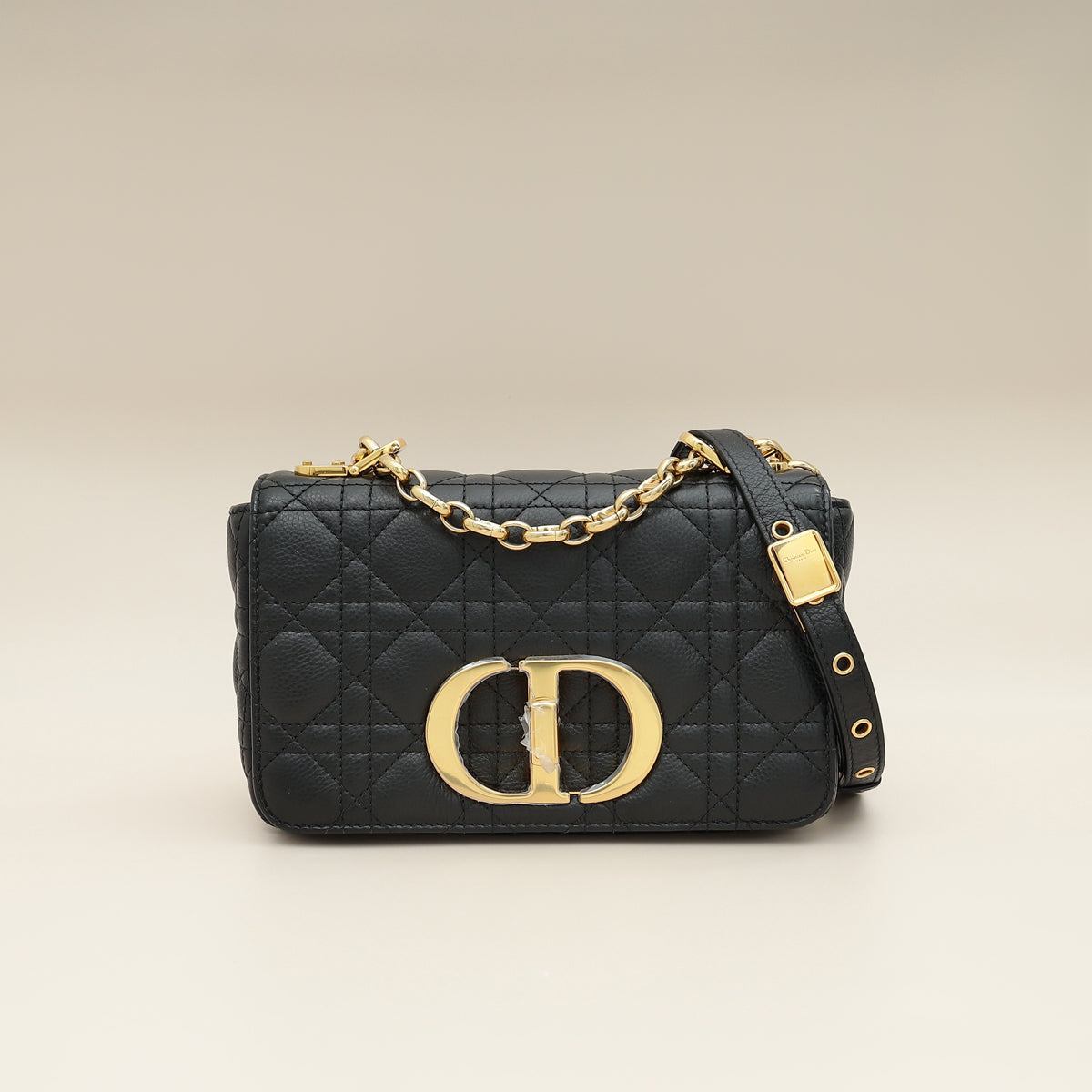Dior Handbag Christian Caro Cannage Shoulder Bag Black Small Flap