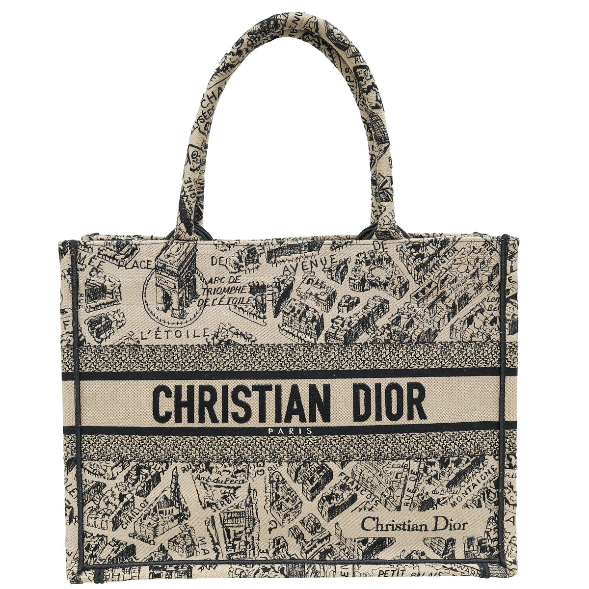 Dior Handbag Christian Bicolor Plan De Paris Book Tote Medium Embroidered Tote Bag