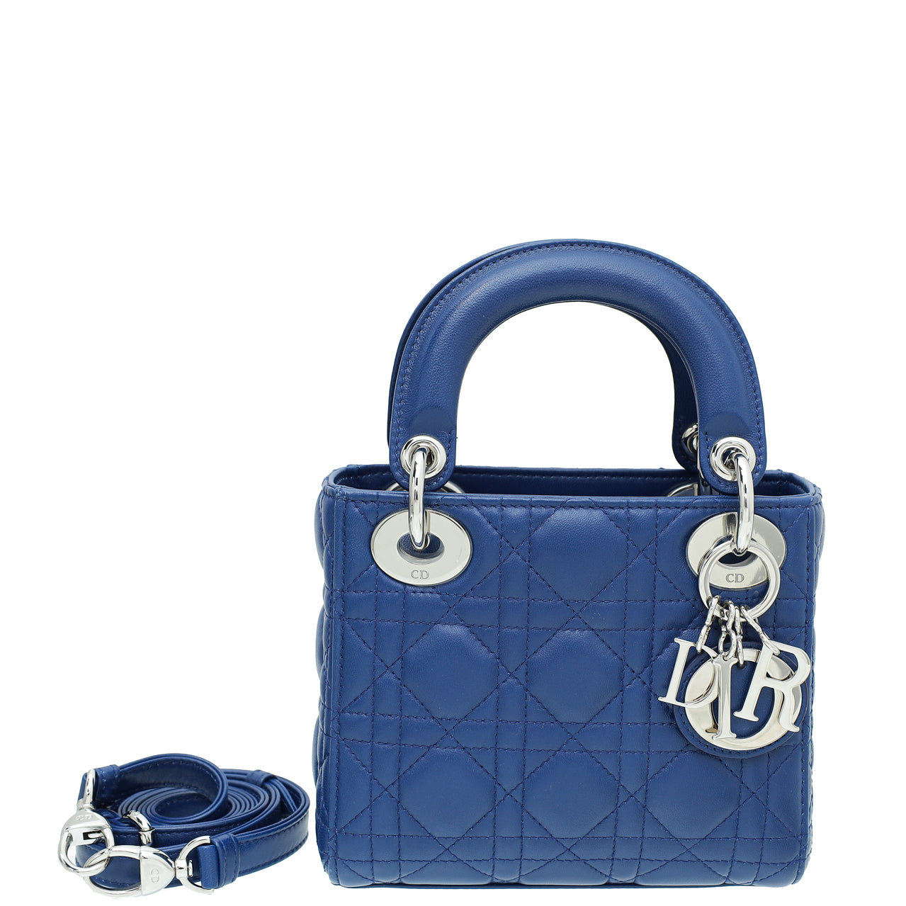 Dior Handbag Christian Lady Strap Bag Blue Mini Shoulder Bag