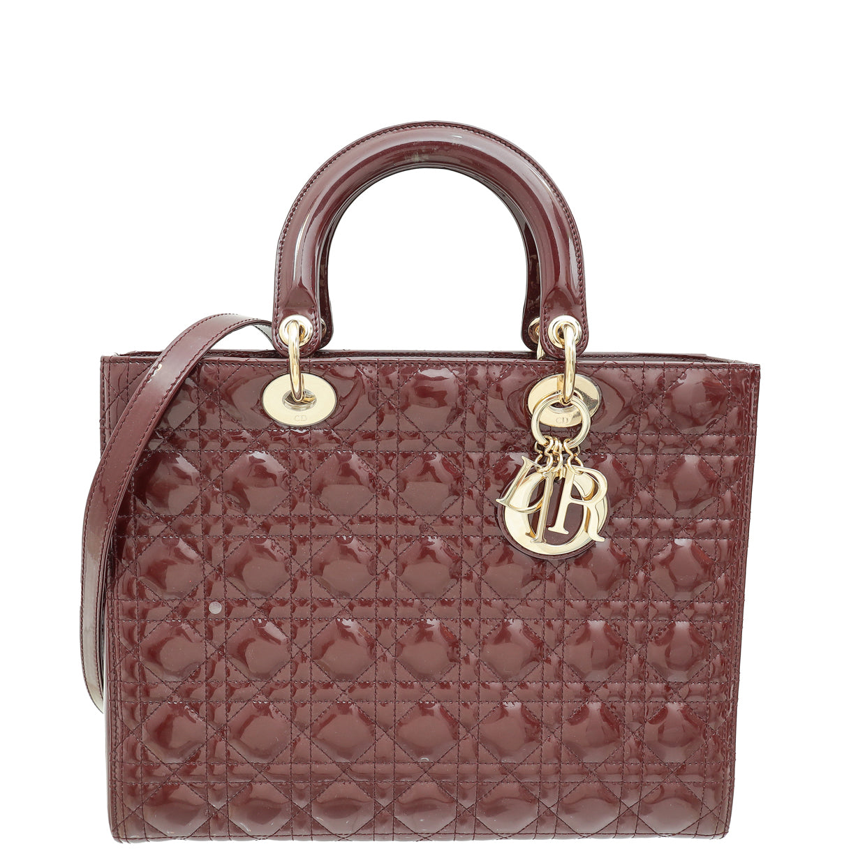 Dior Handbag Christian Burgundy Lady Bag Large Shoulder Bag