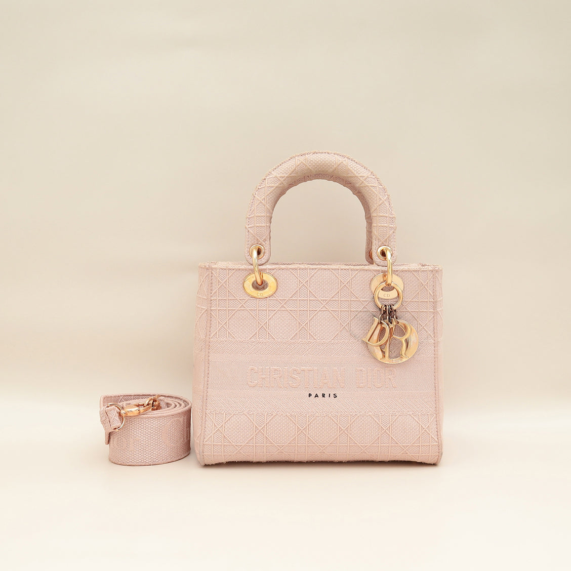 Dior Handbag Christian Rosewood Lady D-Lite Cannage Embroidery Bag Medium Shoulder Bag