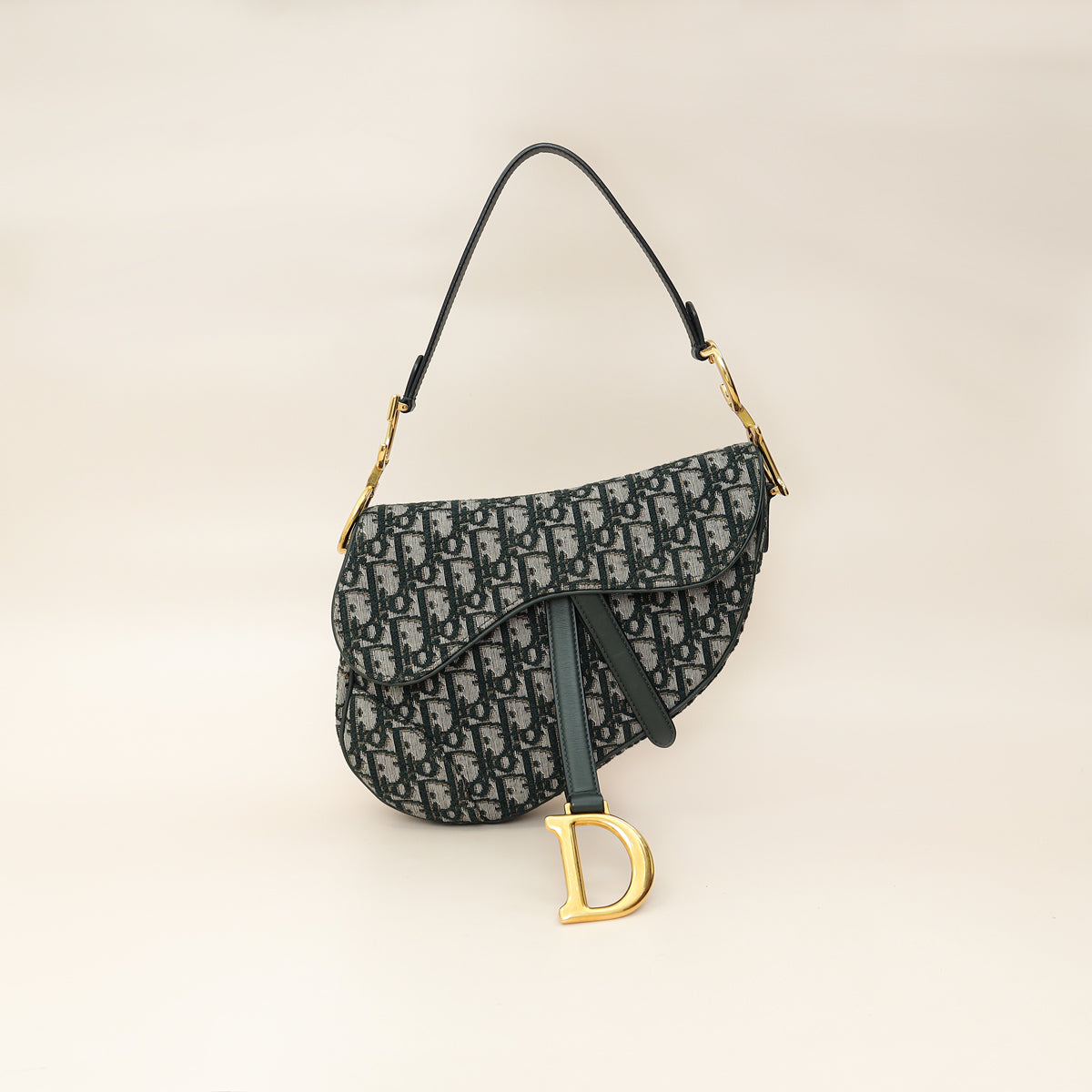 Dior Handbag Christian Oblique Saddle Bag Green Medium Shoulder Bag