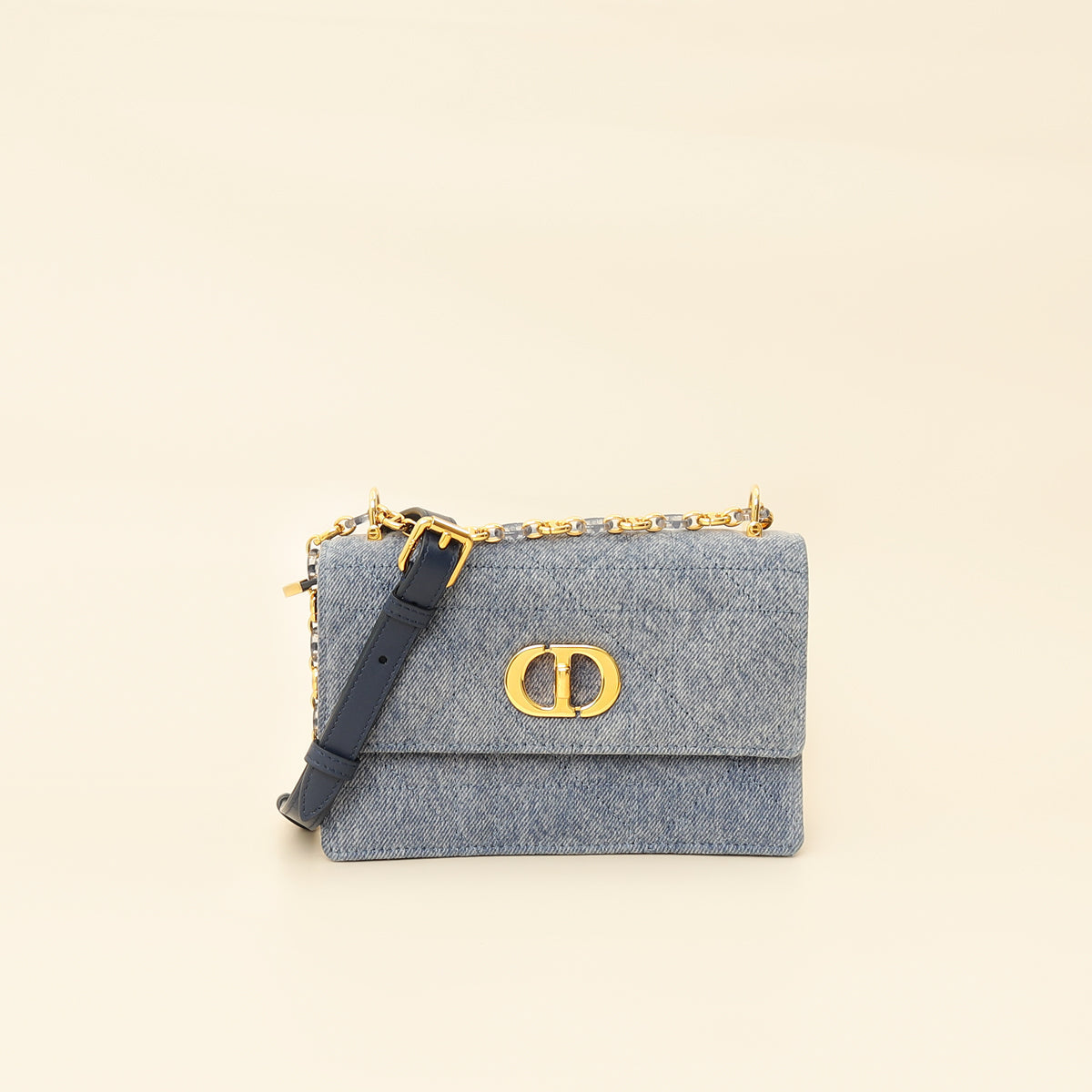 Dior Handbag Christian Miss Caro Cannage Shoulder Bag Denim Blue Mini