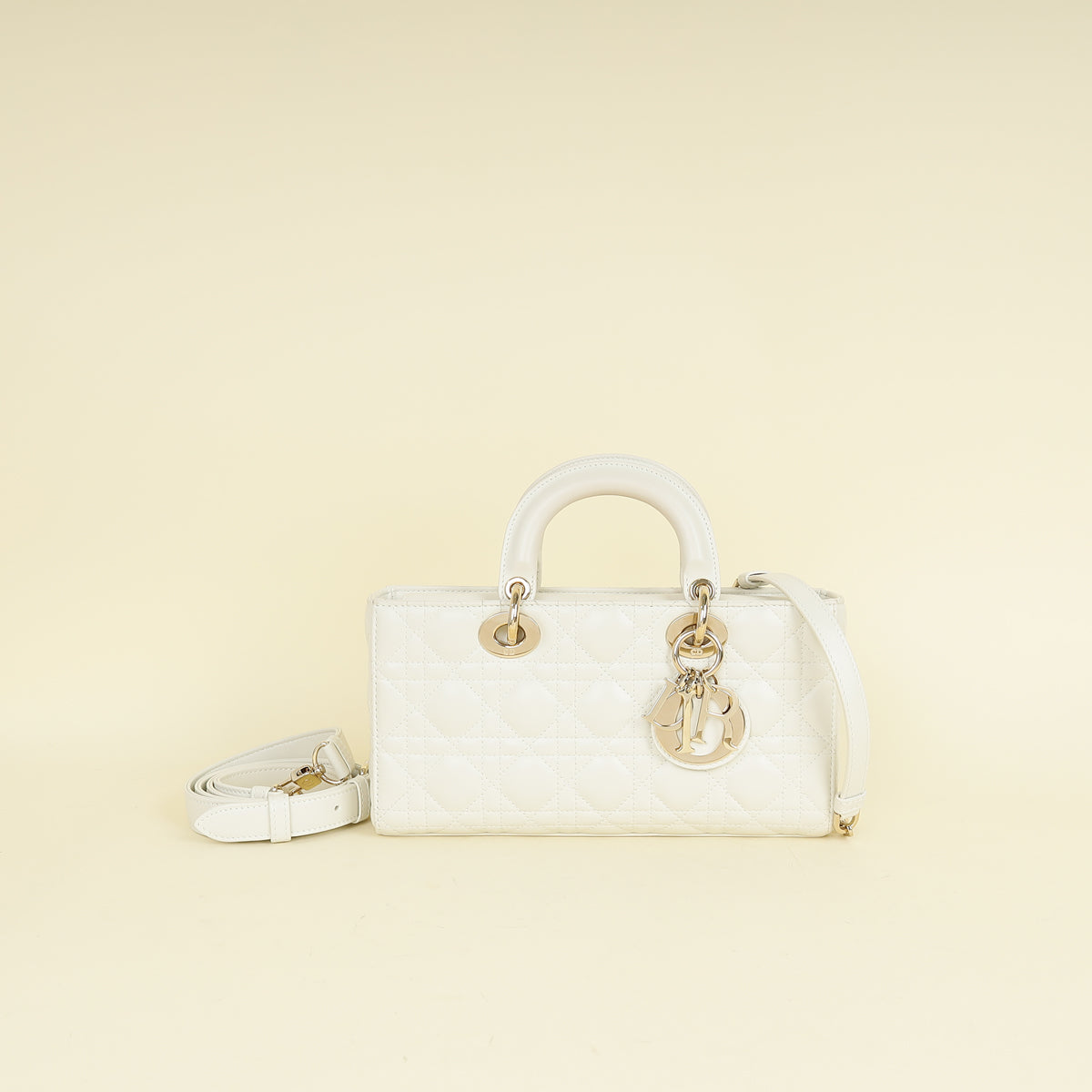 Dior Handbag Christian Latte Lady D-joy Cannage Bag White Medium Shoulder Bag