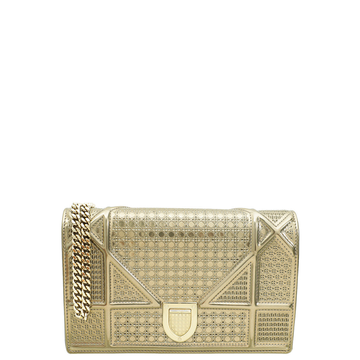 Dior Shoulder Bag Christian Metallic ama Cannage Wallet On Gold Micro Chain