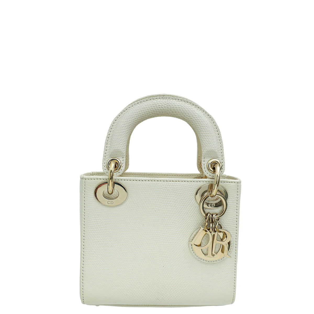 Dior Handbag Christian Lizard Lady Bag 2 White Mini Mini Bag