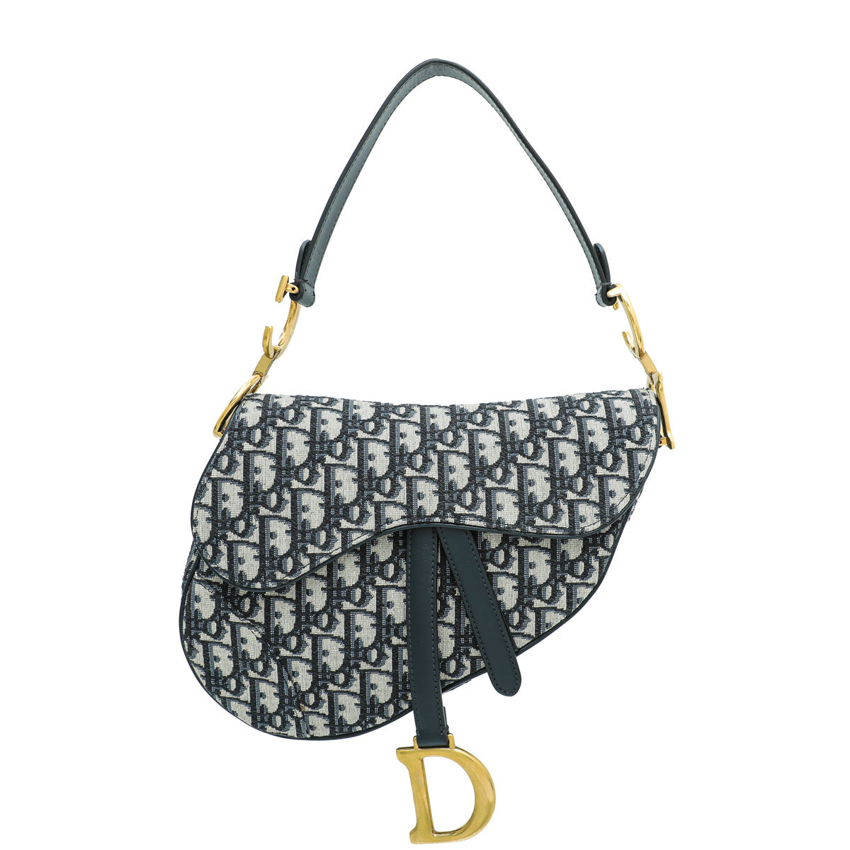 Dior Handbag Christian Saddle Oblique Bag Blue Navy Medium Shoulder Bag