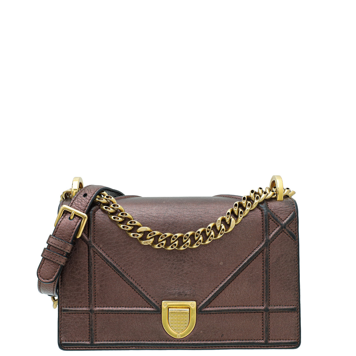 Dior Handbag Christian Metallic ama Shoulder Bag Brown Small