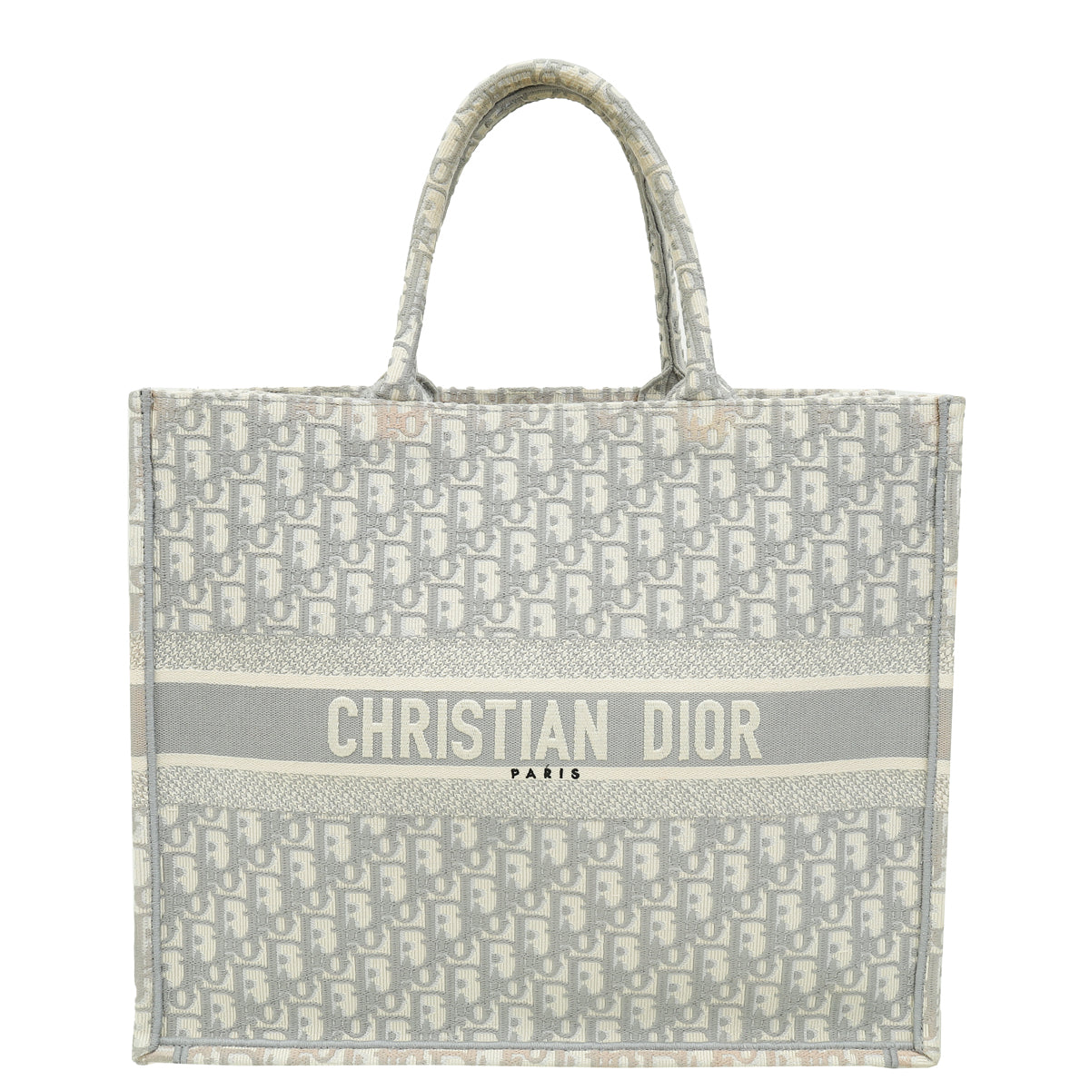 Dior Handbag Christian Grey Oblique Book Tote Bag 2 Gray Large