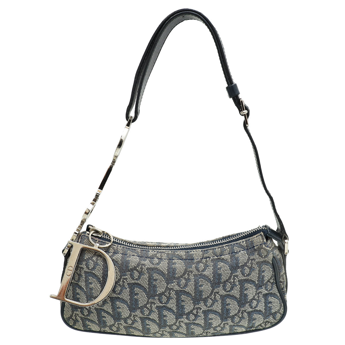 Dior Handbag Christian Oblique Shoulder Bag Blue Navy Mini