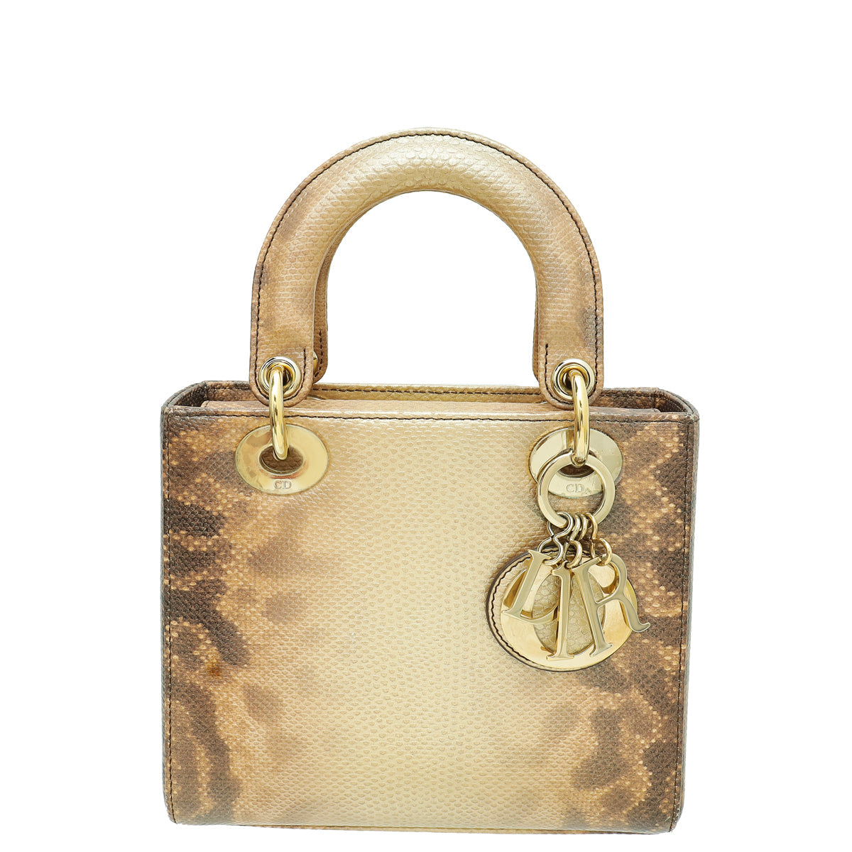 Dior Handbag Christian Metallic Bicolor Lizard Lady Bag Small Shoulder Bag