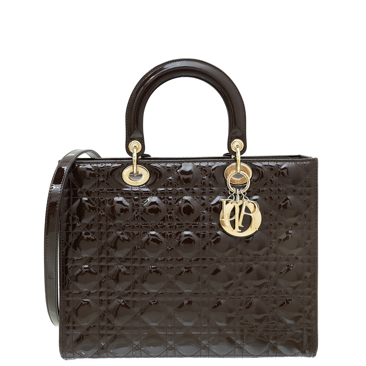 Dior Handbag Christian Chocolate Lady Bag Brown Large Shoulder Bag