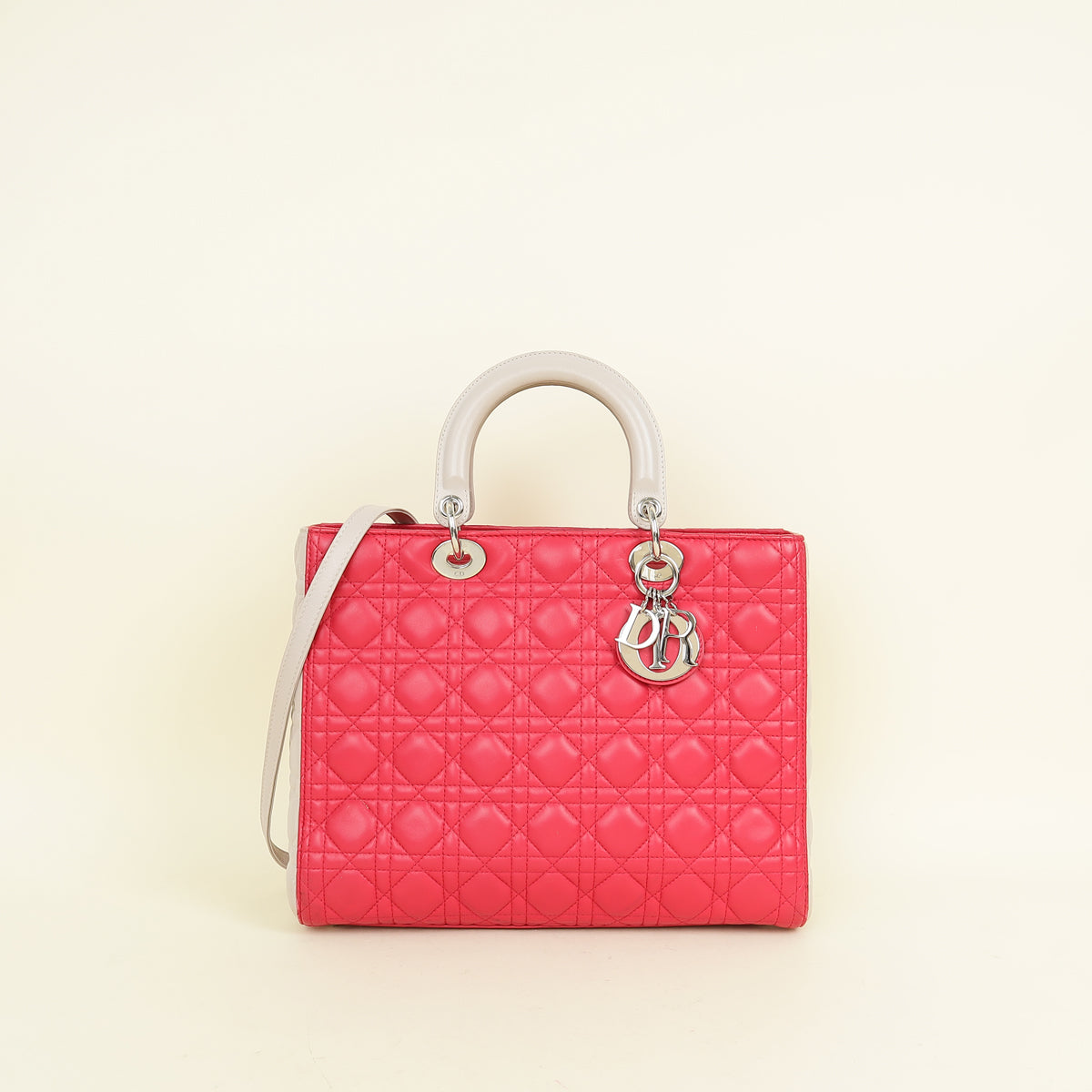Dior Handbag Christian Bicolor Lady Bag 3 Large Shoulder Bag