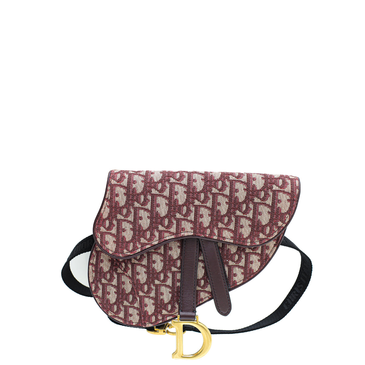 Dior Handbag Christian Burgundy Oblique Saddle Belt Bag