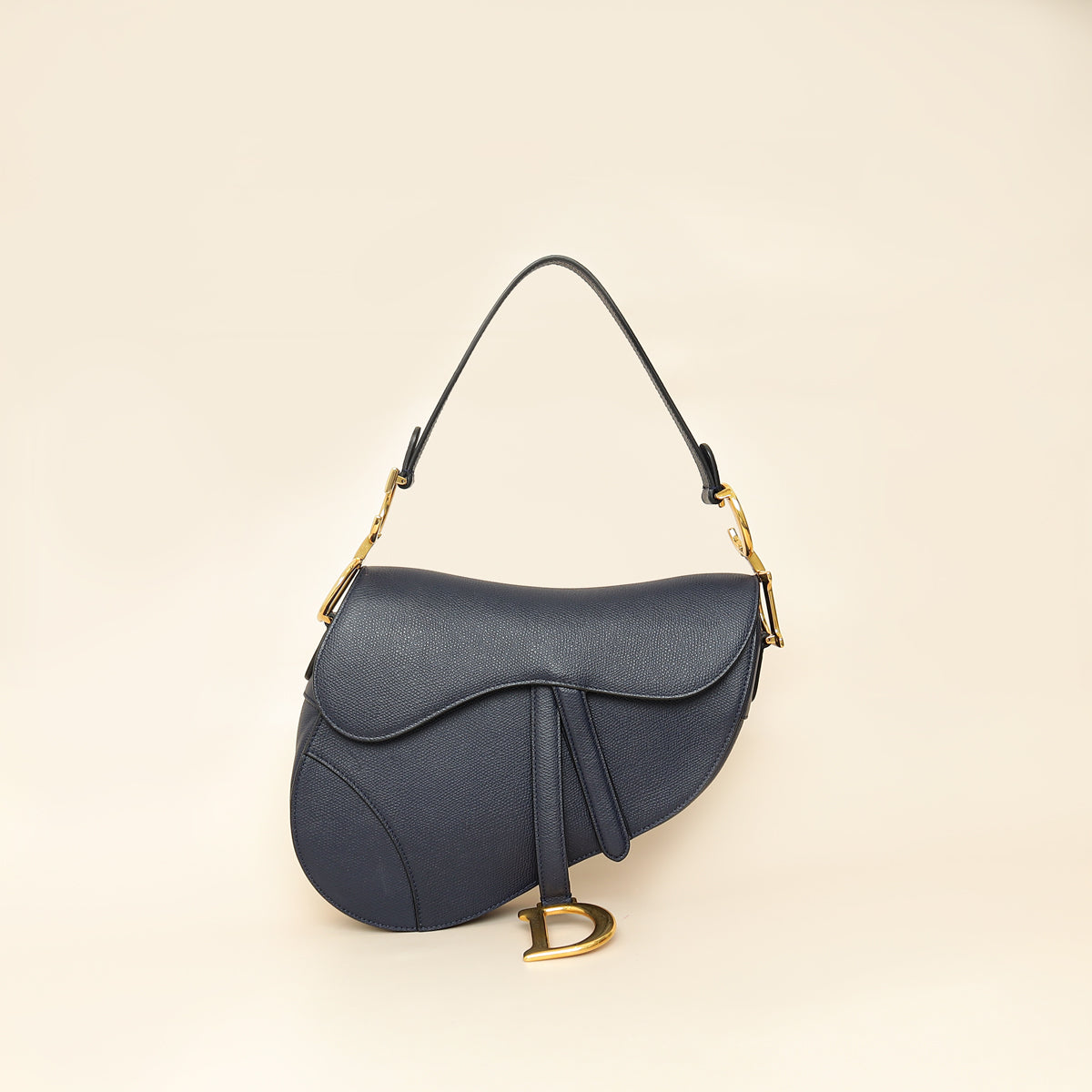 Dior Handbag Christian Saddle Bag Navy Medium Shoulder Bag