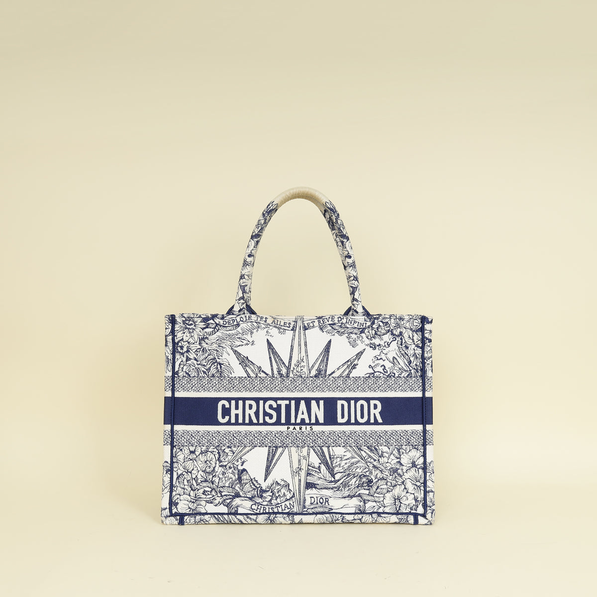 Dior Handbag Christian Bicolor Reve d'Infini Embroidery Book Tote Medium Tote Bag