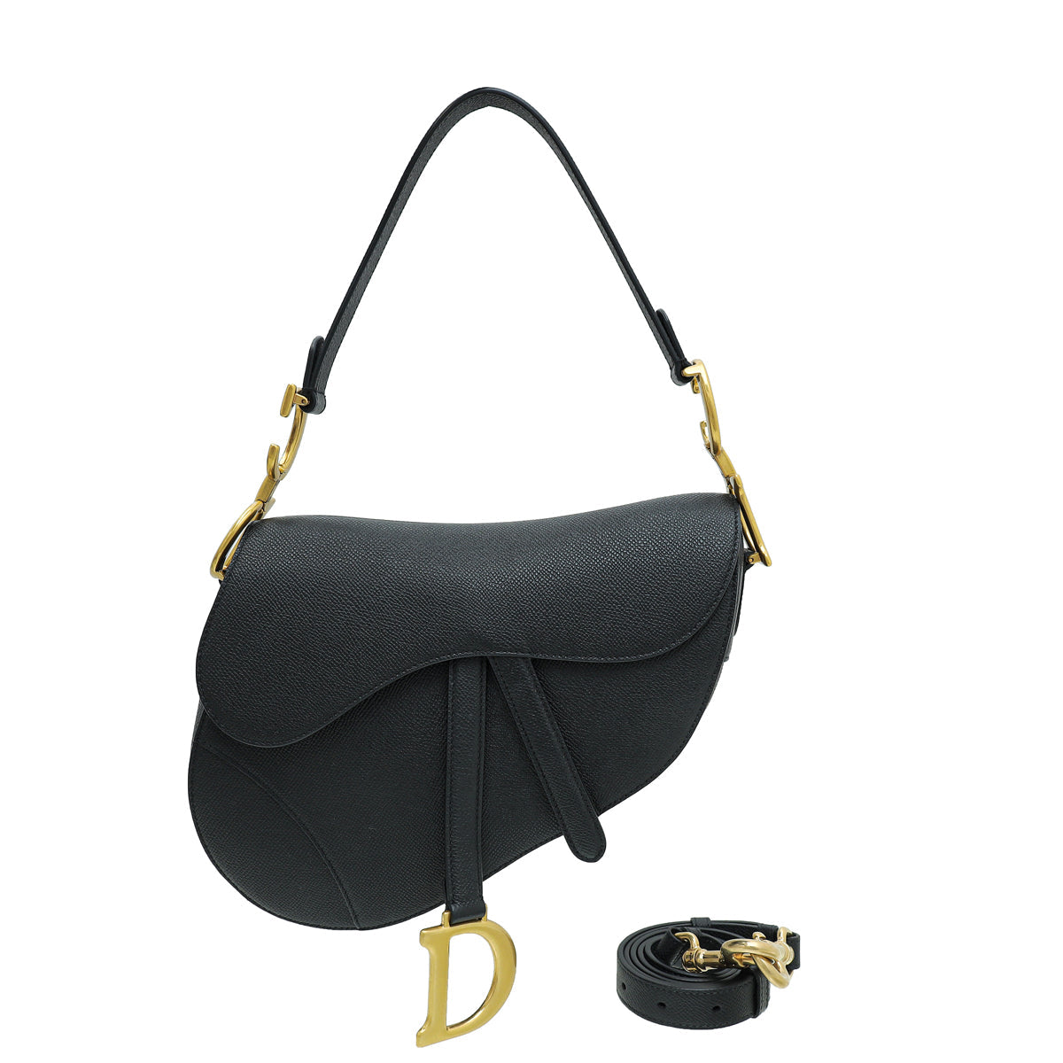 Dior Handbag Christian Saddle Satchel Bag Black Medium