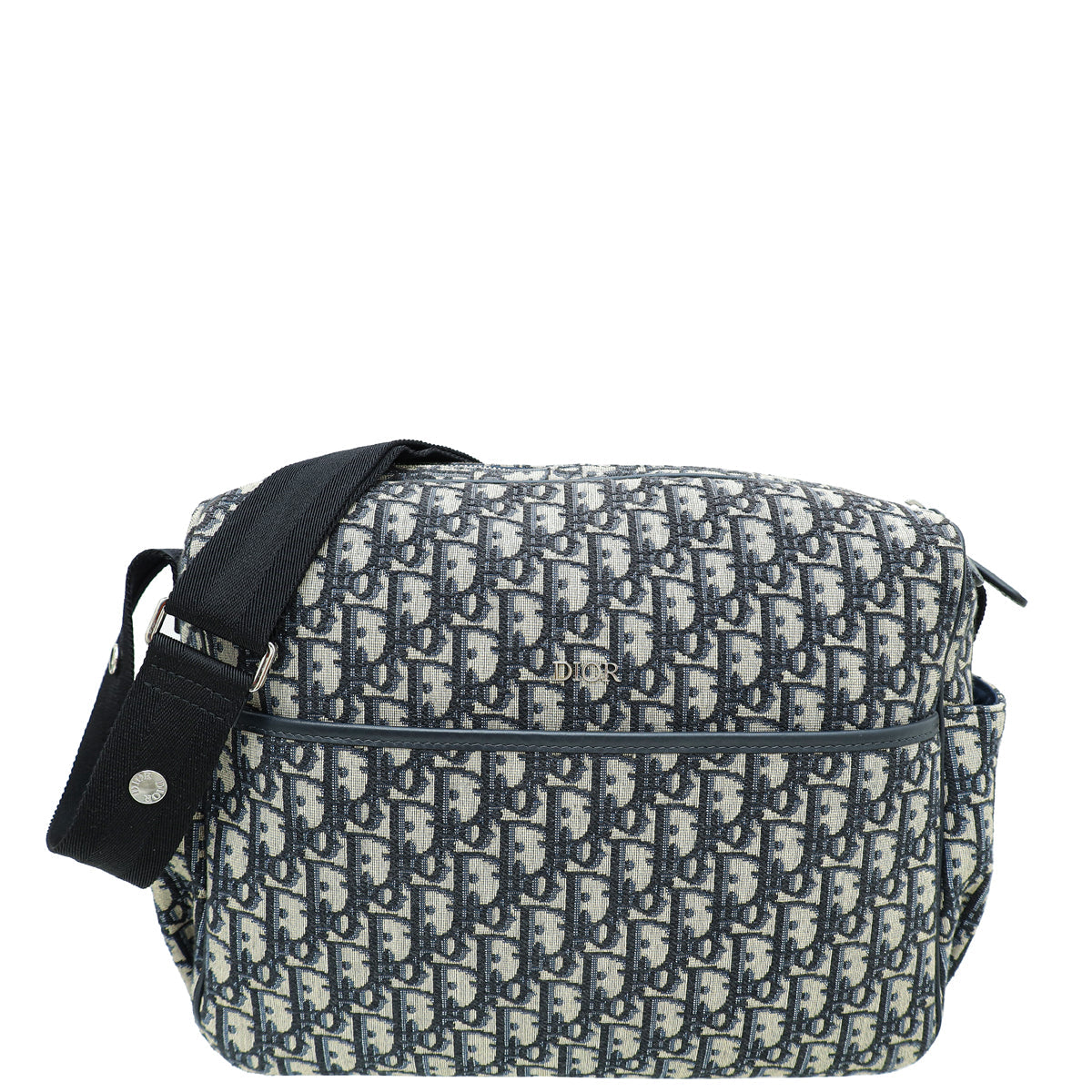 Dior Handbag Christian Oblique Changing Bag Canvas Blue Shoulder Bag