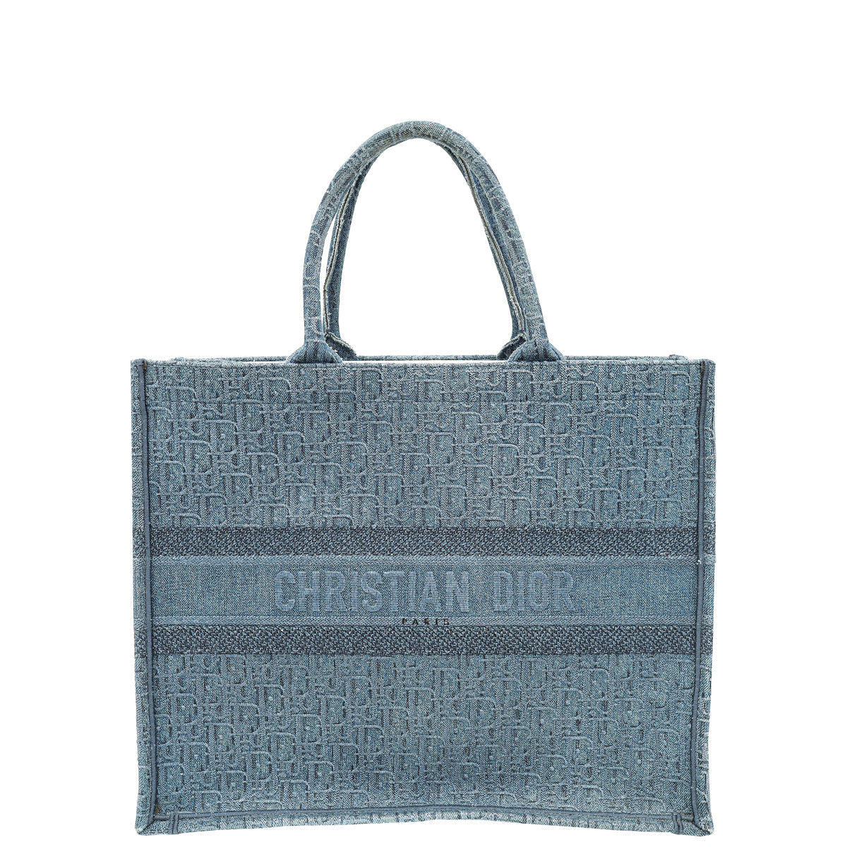 Dior Handbag Christian Dark Oblique Jacquard Book Tote Bag Denim Blue Large