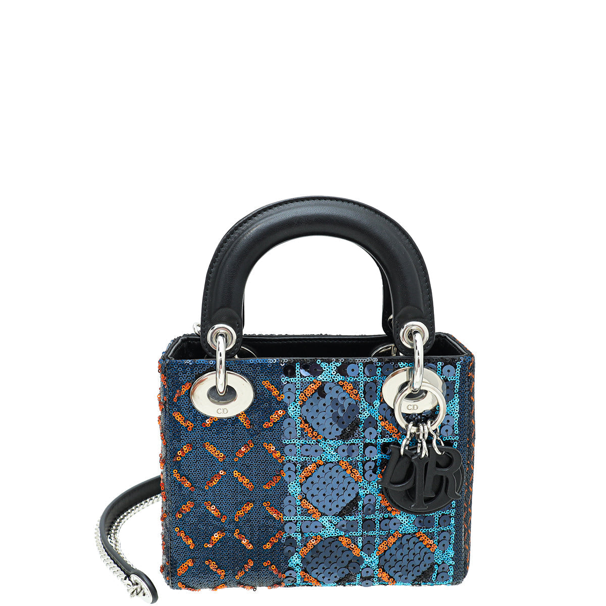 Dior Handbag Christian Cannage Sequins Lady Bag Black Mini Chain Shoulder Bag