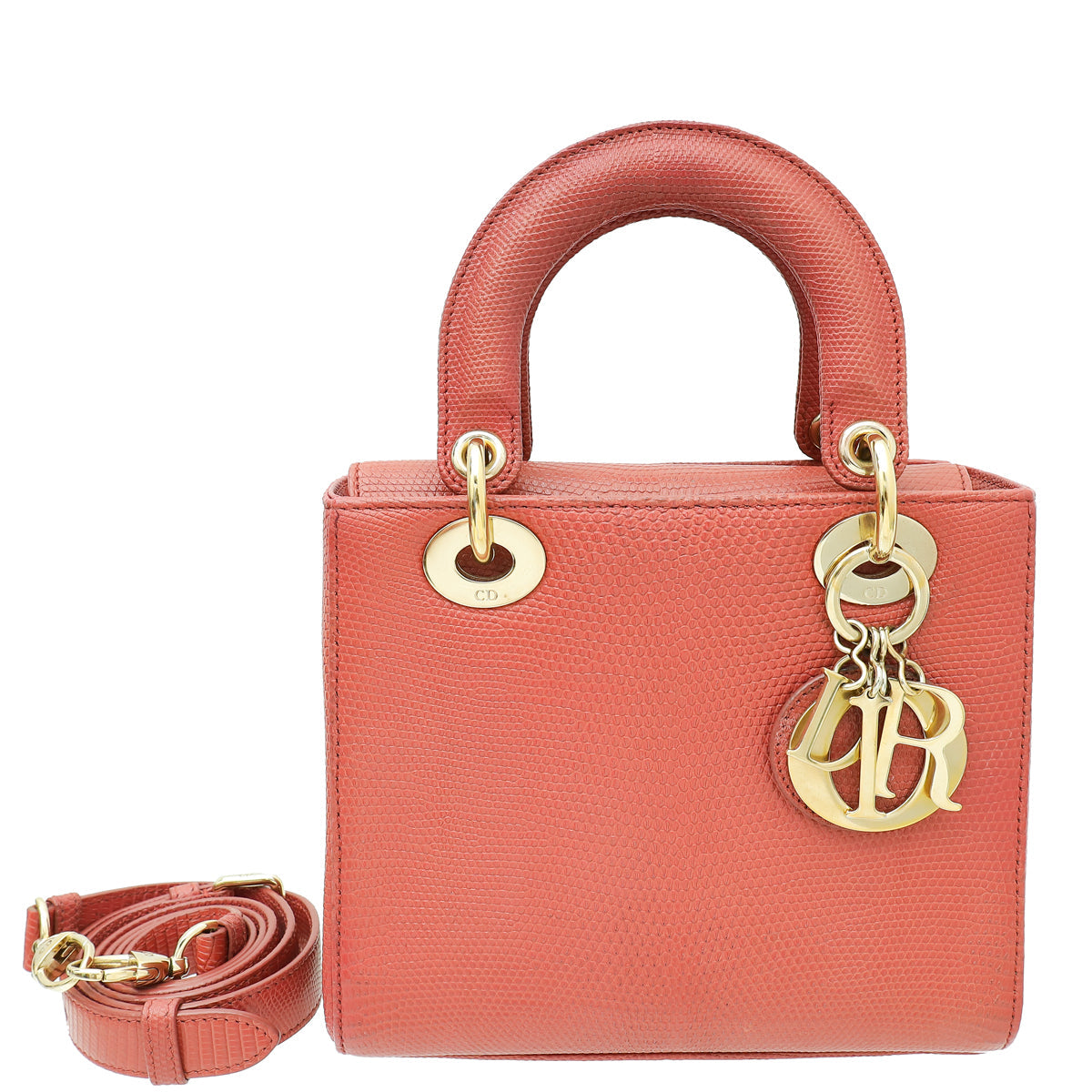 Dior Handbag Christian Old Rose Lizard Lady Bag Small Shoulder Bag