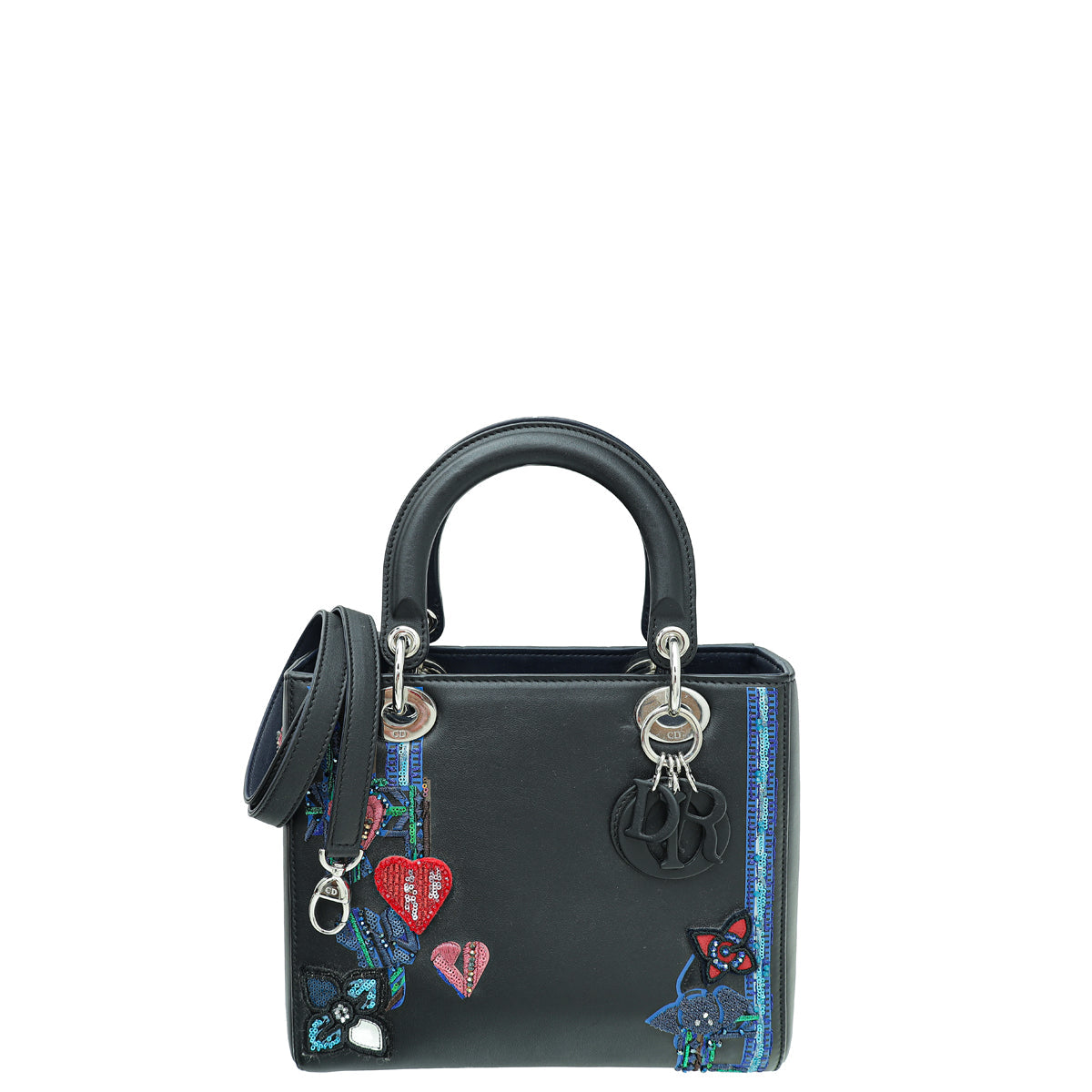 Dior Handbag Christian Heart Sequins Lady Bag Multicolor Medium Embroidered Shoulder Bag