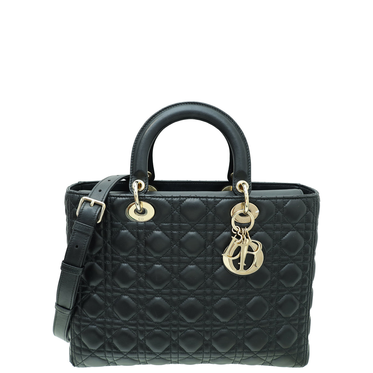 Dior Handbag Christian Lady Bag Black Large Flap Shoulder Bag