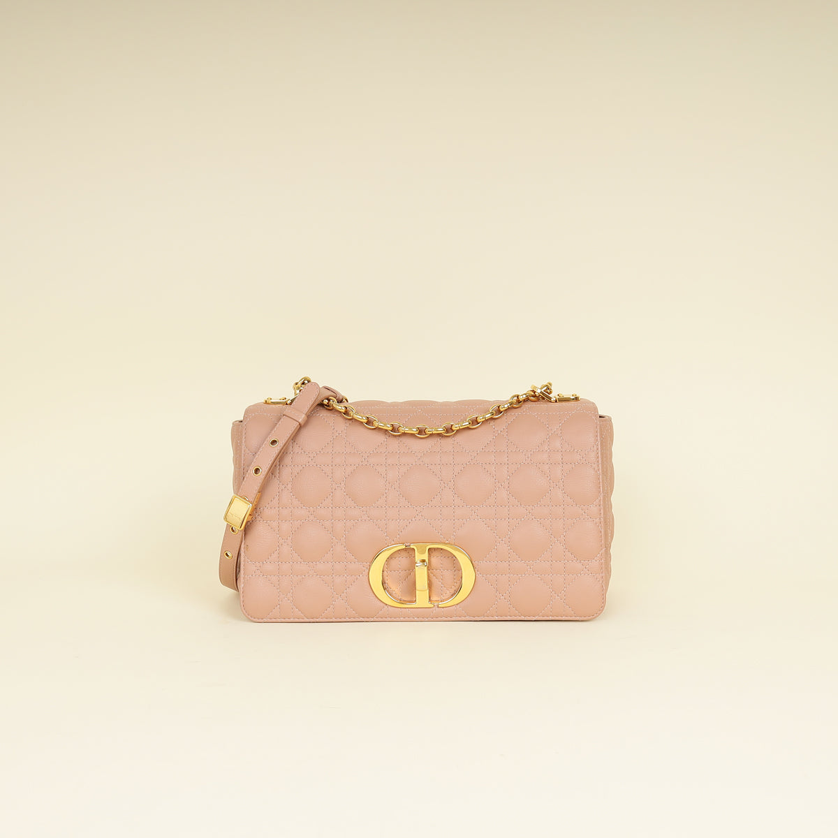 Dior Handbag Christian Rose De Vents Caro Cannage Bag Medium Flap Shoulder Bag