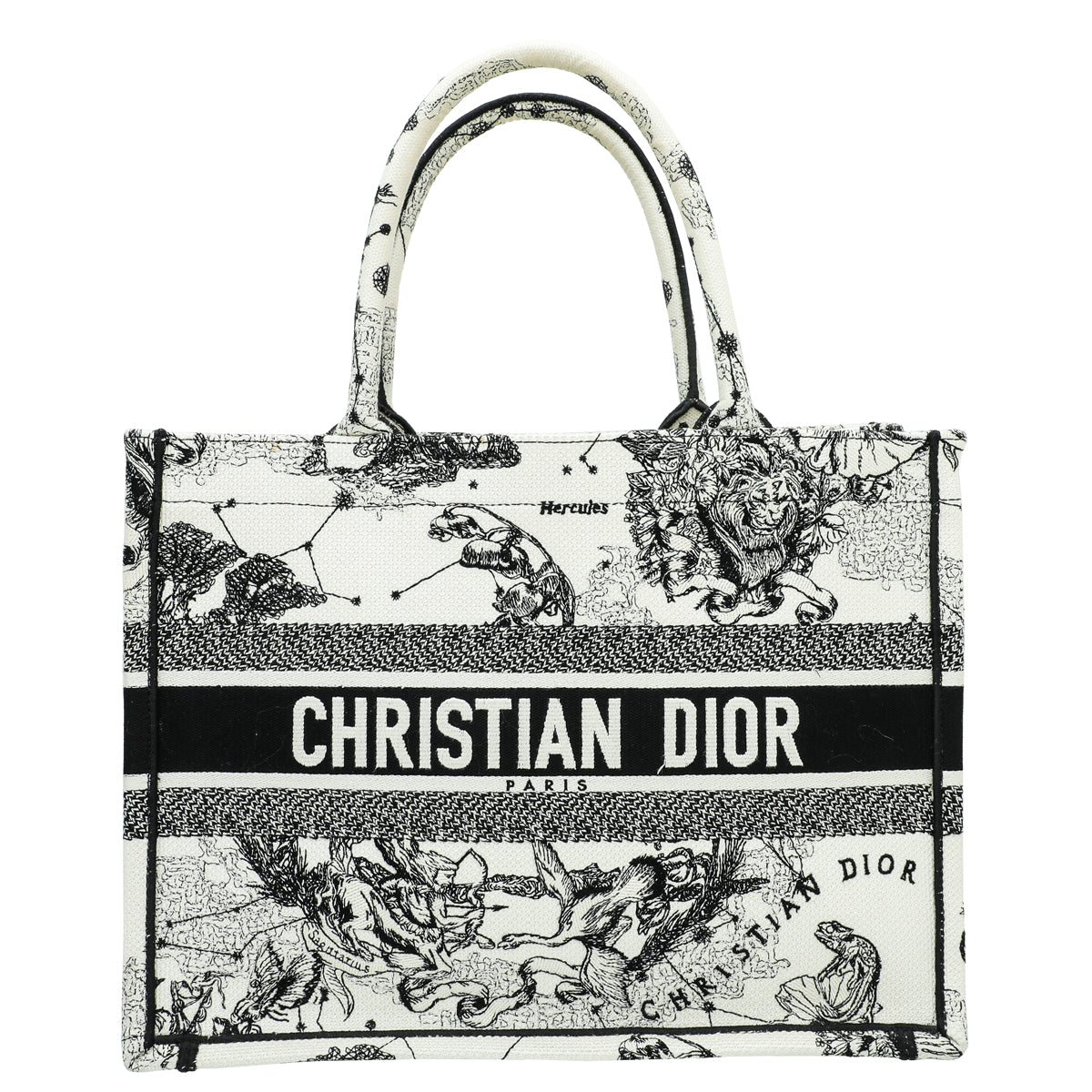 Dior Handbag Christian Latte Zodiac Book Tote Bag Multicolor Medium Embroidered